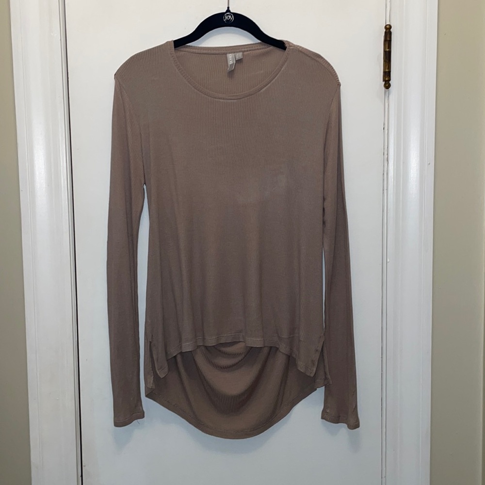 ASOS Tan Cut Out Hi-lo Long Sleeve Knit Top Size 6